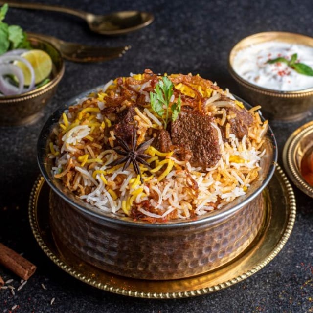 Mutton Ghee Roast Biryani.